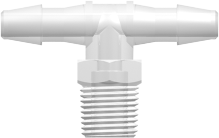 Threaded NPT Fitting 1/8-27 NPT Thread Tee to Barb, 3/16" (4.8 mm) ID Tubing, Animal-Free Natural Polypropylene