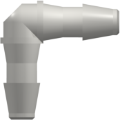 Tube to Tube Fitting Elbow Tube Fitting with Barbs, 1/8" (3.2 mm) ID Tubing, White Nylon