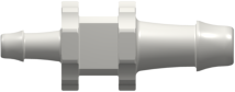 Tube to Tube Fitting Straight Through Reduction Tube Fitting with 500 Series Barbs, 1/8" (3.2 mm) and 1/16" (1.6 mm) ID Tubing, White Nylon