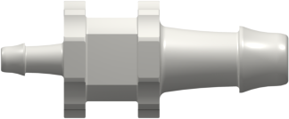 Tube to Tube Fitting Straight Through Reduction Tube Fitting with 500 Series Barbs, 3/16" (4.8 mm) and 3/32" (2.4 mm) ID Tubing, White Nylon