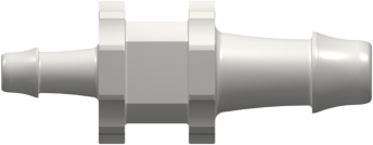 Tube to Tube Fitting Straight Through Reduction Tube Fitting with 500 Series Barbs, 3/16" (4.8 mm) and 1/8" (3.2 mm) ID Tubing, White Nylon