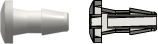 Tube to Tube Fitting Press-In Plug with Barb, 1/16" (1.6 mm) ID Tubing, White Nylon