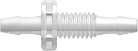 Tube to Tube Fitting Panel Mount Connector 10-32 UNF to Barbs, 3/32" (2.4 mm) ID Tubing, Animal-Free Natural Polypropylene