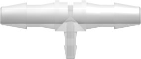 Tube to Tube Fitting Tee Reduction Tube Fitting with Barbs, 1/8" (3.2 mm) and 1/16" (1.6 mm) ID Tubing, Animal-Free Natural Polypropylene