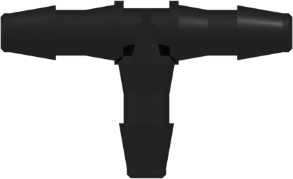 Tee Tube Fitting with 200 Series Barbs, 3/16" (4.8 mm) ID Tubing, Black Nylon