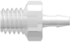 Threaded Fitting 10-32 Special Tapered Thread to Barb, 1/16" (1.6 mm) ID Tubing, Animal-Free Natural Polypropylene