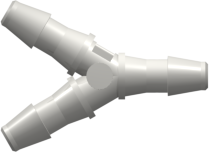 Tube to Tube Fitting Y Tube Fitting with Barbs, 3/32" (2.4 mm) ID Tubing, White Nylon