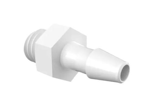 Adapter 10-32 UNF Thread x 3/32" Barb in Natural Kynar 740
