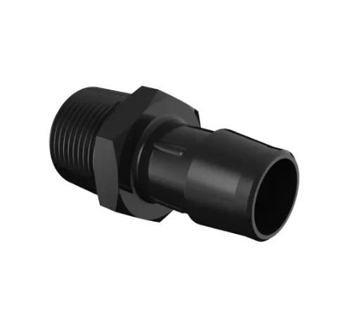 Adapter 3/4" NPT Thread x 3/4" Barb in Black Nylon