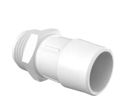 Garden Hose Adapter with 3/4" GH x 1" ID in White Nylon