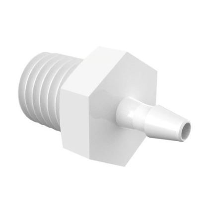 Adapter 1/4"-28 UNF Thread x 1/16" Barb in in Natural Nylon