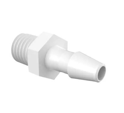 Adapter 1/4-28 UNF Thread x 1/8" Barb in Natural Nylon