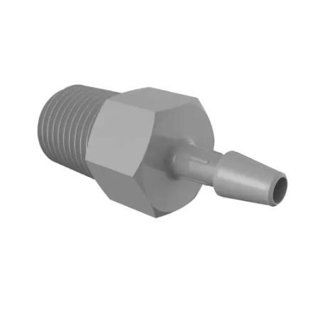 Adapter 1/8" NPT Thread x 1/8" Barb in Stainless Steel