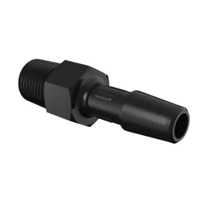 Adapter 1/8" NPT Thread x 1/4" Barb in Black Nylon