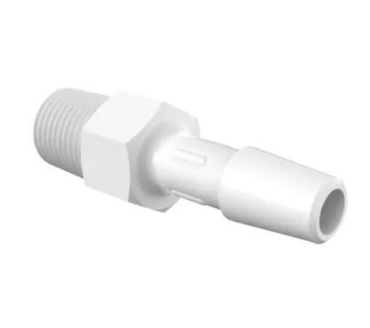 Adapter 1/8" NPT Thread x 1/4" Barb in White Nylon
