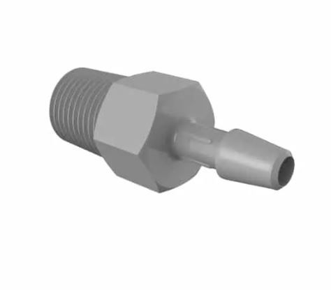 Adapter 1/8" BSPT Thread x 5/32" Barb in Gray Kynar