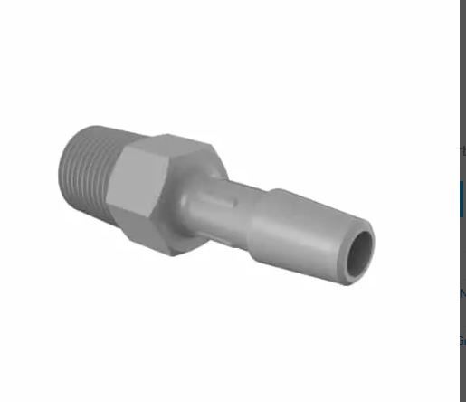 Adapter 1/8" BSPT Thread x 1/4" Barb in Gray Kynar