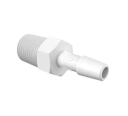 Adapter Schedule 80 1/4" NPT Thread x 1/4" Barb in Non-Animal Derived Polypropylene