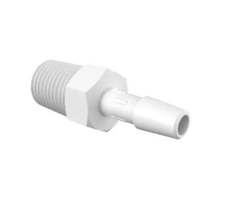 Adapter 1/4" NPT Thread x 1/4" Barb in White Nylon