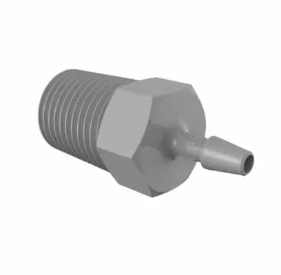 Adapter 1/4" BSPT Thread x 1/8" Barb in Gray Kynar