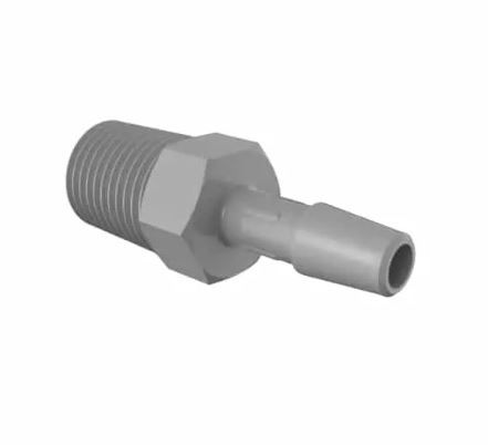 Adapter 1/4" BSPT Thread x 1/4" Barb in Gray Kynar