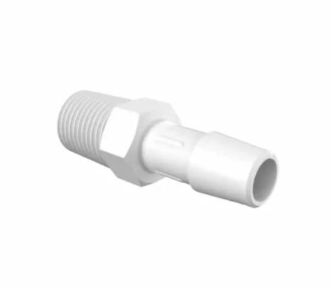 Adapter 1/4" BSPT Thread x 3/8" Barb in White Nylon