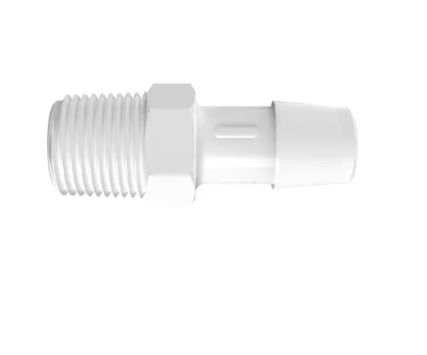 Adapter Schedule 80 3/8" NPT Thread x 1/2" Barb in Non-Animal Derived Polypropylene