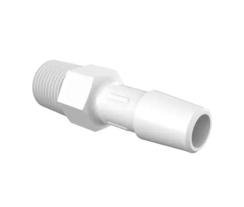 Adapter 1/8" NPT Thread x 5/16" Barb in White Nylon