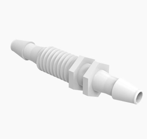 Miniature Bulkhead 10-32 UNF Adapter 3/32" ID x 3/32" ID in Natural Nylon