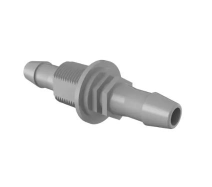 Bulkhead 1/4" Straight Adapter 1/4" ID x 1/4" ID in Gray Kynar
