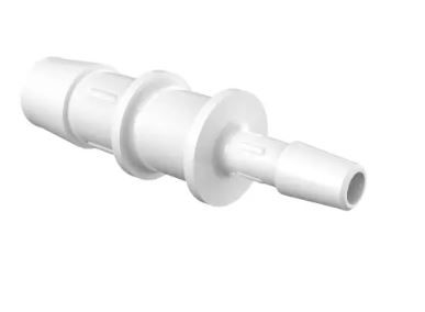 Reduction Coupler 1/2" ID x 1/4" ID in Natural Kynar 740 - Cleanroom Manufactured