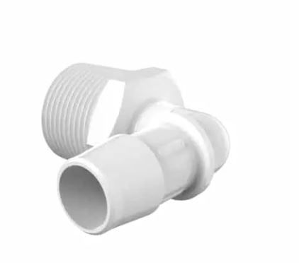 Elbow 3/4" NPT x 5/8" Barb in Natural Kynar 740