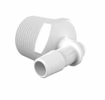 Elbow 3/4" NPT x 3/8" Barb in White Polypropylene