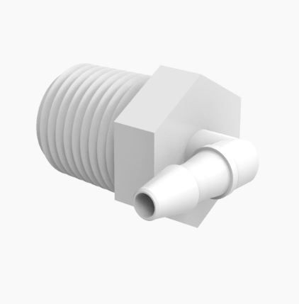 Elbow 1/8" NPT Thread x 3/32" Barb in 3/4-14