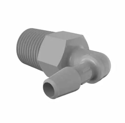 Elbow 1/8" NPT x 5/32" Barb in Gray Kynar