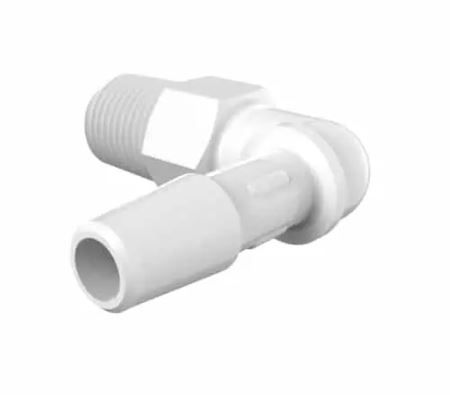 Elbow 1/8" NPT x 1/4" Barb in Natural Kynar 740 Elbow 1/8" NPT x 1/4" ID - Cleanroom Manufactured