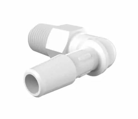 Elbow 1/8" NPT x 1/4" Barb in Natural Nylon Elbow 1/8" NPT x 1/4" ID - Rev 2