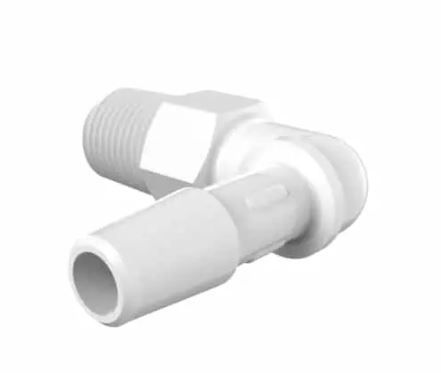 Elbow 1/8" NPT x 1/4" Barb in Non-animal Derived Polypropylene Elbow 1/8" NPT x 1/4" ID