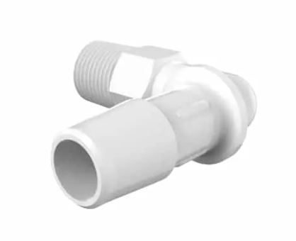 Elbow 1/8" NPT x 3/8" Barb in White Nylon