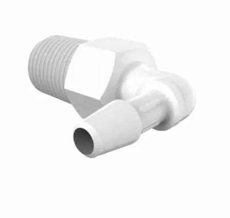White Polypropylene "L" 1/8"BSPT x 5/32"ID