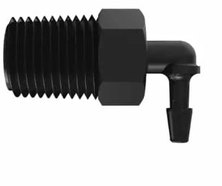 Black Nylon Elbow 1/4" British Pipe Thread x 1/8" Barb
