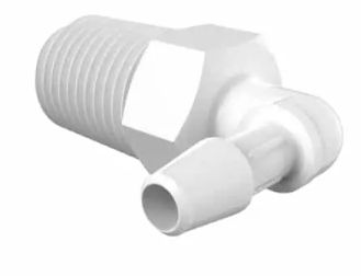 White Polypropylene "L" 1/4"BSPT x 3/16"ID
