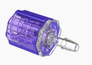 Male Rotating Luer Lock and Nut Assembly 3/32" ID in CrystalVu - Violet