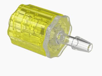 Male Rotating Luer Lock and Nut Assembly 3/32 ID in Polypropylene - Yellow