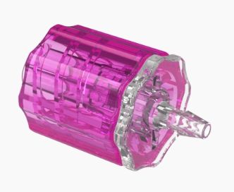 Male Rotating Luer Lock and Nut Assembly 1/16" ID in CrystalVu - Rose