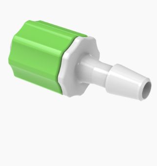 Male Rotating Luer Lock and Nut Assembly 5/32" ID in Medical Nylon - Lime