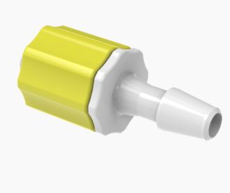 Male Rotating Luer Lock and Nut Assembly 5/32" ID in Medical Nylon -Yellow