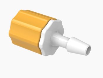 Male Rotating Luer Lock and Nut Assembly 1/8" ID in Medical Nylon -Orange