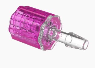 Male Rotating Luer Lock and Nut Assembly 1/8" ID in CrystalVu - Rose