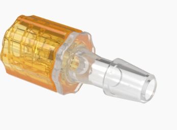 Male Rotating Luer Lock and Nut Assembly 3/16" ID in Polypropylene -Orange